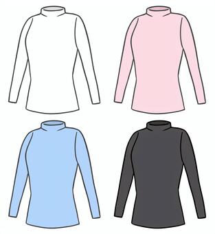 ハイネック長袖Tシャツ、レディース用 ベースレイヤー,アンダーウェア,ハイネック,tシャツ,タートルネック,吸汗,速乾,長袖,登山,調節のイラスト素材