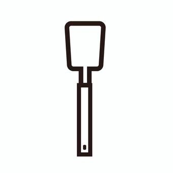 フライ返しの線画アイコン フライ返し,キッチン,調理器具,線画,アイコン,シンプル,モノクロ,白背景,手描き風,調理道具のイラスト素材