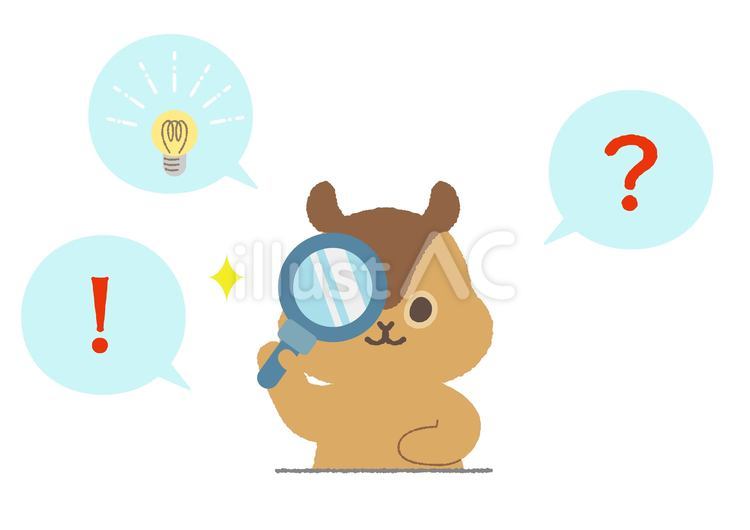 虫眼鏡を使うリス 白背景,かわいい,動物のイラスト素材