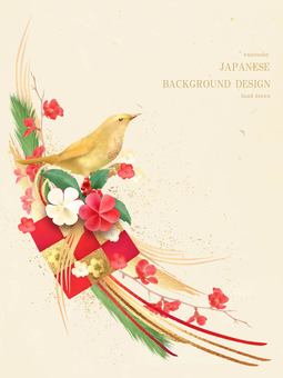 新年賀卡日本叢林鶯和梅花日本背景 127 新年賀卡日本叢林鶯和梅花日本背景 127