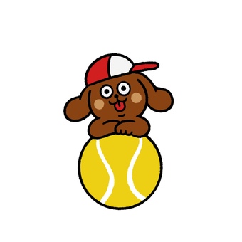 テニス犬 テニス,犬,サークル,ボール,帽子,スポーツ,かわいい,ゆるい,運動,動物のイラスト素材