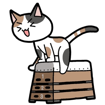 三毛猫と跳び箱 三毛猫,三毛,猫,動物,跳び箱のイラスト素材