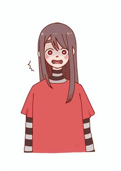 女の子　驚いた顔 表情,びっくりした顔,可愛い,女の子,アイコン,驚く,青ざめる,オリジナルキャラクターのイラスト素材