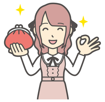  量産型女子-001-バスト 財布,地雷系,女性,女の子,ツインテール,量産型,人物,かわいい,収入,給料のイラスト素材