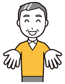 ニット中年男性(黄)-019-バスト  ニット中年男性(黄)-019-バスト ください,おじさん,男性,中年,お父さん,パパ,シニア,ミドルエイジ,人物,かわいいのイラスト素材