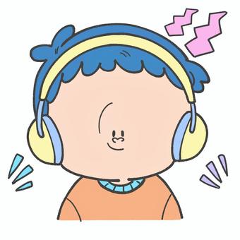 イヤーマフをする子どもの手描きイラスト2 イヤーマフ,聴覚過敏,騒音,防音,自閉症,過敏,雑音,敏感,聴覚,ストレスのイラスト素材