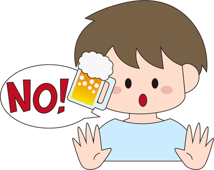 お酒　断る お酒,ビール,アルコール,断る,no,お断り,拒否,拒絶,男性,人物のイラスト素材