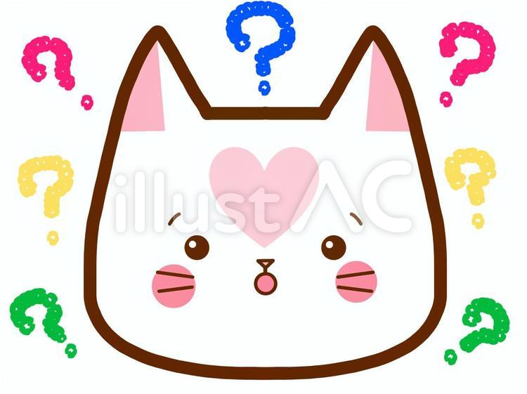 お顔猫さん疑問 顔,猫,表情のイラスト素材