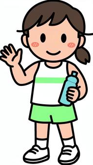 緑の陸上の女の子です。 陸上,女の子,シンプル,ランニング,走る,スポーツ,長距離,短距離,リレー,駅伝のイラスト素材