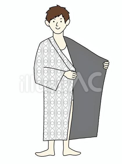 旅館浴衣の着方(男性 柄浴衣)工程②