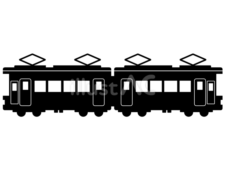 2両編成の電車　シルエット 電車,列車,車両のイラスト素材