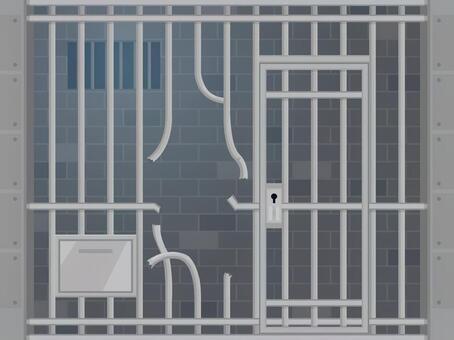 鉄格子（M） 鉄格子,檻,監獄,牢獄,牢屋,鍵穴,刑務所,留置所,配膳口,破壊のイラスト素材