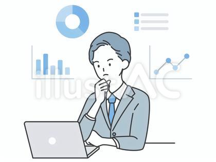 データ分析するビジネスマン