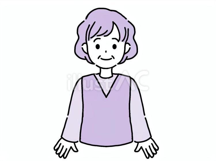 微笑むおばあさん 微笑む,おばあさん,機嫌のイラスト素材