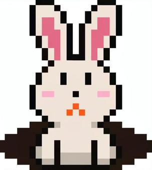 ドット絵の穴から出たウサギです。 ドット絵,穴,ウサギ,シンプル,飛び出す,もぐら穴,地面,ひょっこり,のぞく,地中のイラスト素材