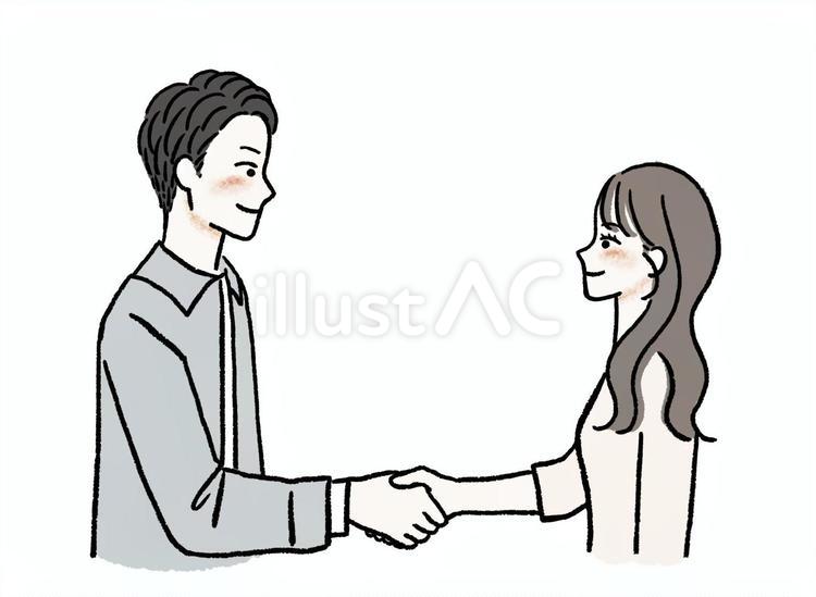 握手をする男性と女性 握手,男性,女性のイラスト素材