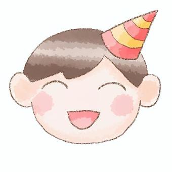 パーティーハットの子 人物,パーティーハット,帽子,水彩,鉛筆のイラスト素材