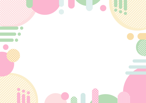 春色の円と楕円の幾何学フレーム02 春,背景,フレーム,幾何学,枠,飾り枠,幾何学模様,ポップ,かわいい,おしゃれのイラスト素材