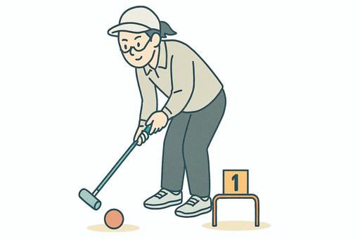 ゲートボールを楽しむ ゲートボール,スポーツ,シニア,健康,屋外,趣味,レクリエーション,運動,地域活動,公園のイラスト素材