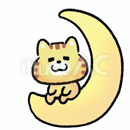 月で寝るネコ_01