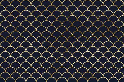 濃紺と金の豪華な鱗模様パターン パターン,鱗,連続模様,テクスチャ,濃紺,金,背景,魚,マーメイド,幾何学のイラスト素材