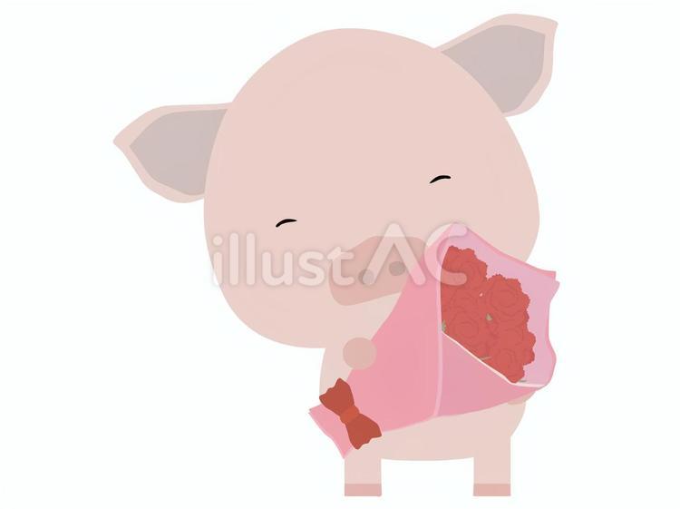 母の日_豚 母の日,ブタ,笑顔のイラスト素材