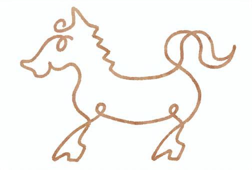 一筆書きの馬（茶色）