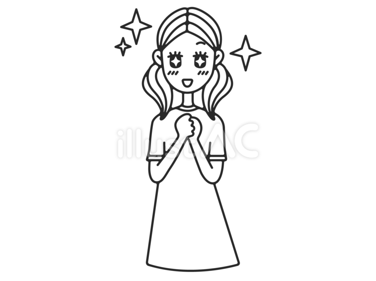 ときめく　A子 女性,上半身,嬉しいのイラスト素材