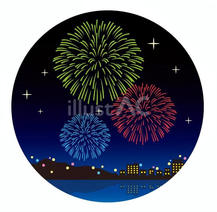 花火05(緑赤青) 花火,アイコン,あしらいのイラスト素材