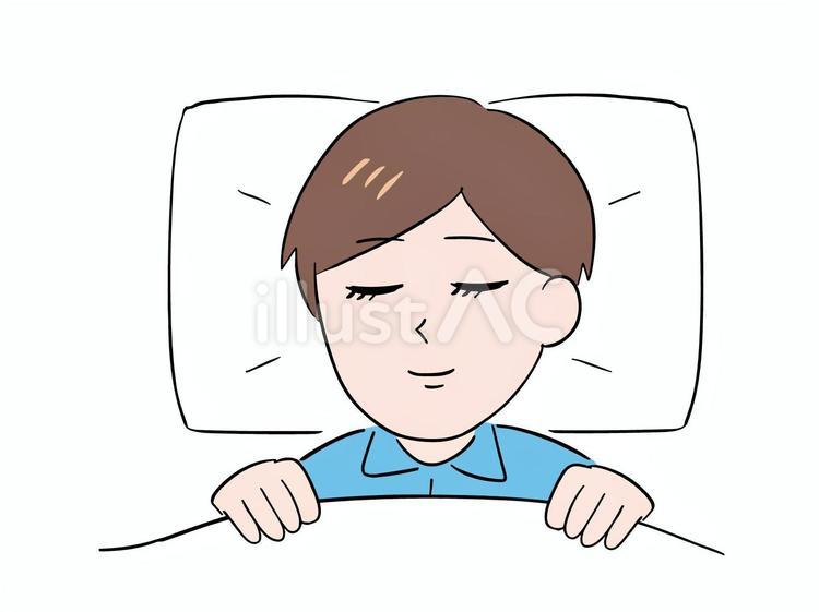 布団でぐっすり寝ているパジャマの男性 男性,睡眠,寝るのイラスト素材