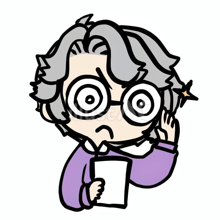 瓶底眼鏡のおばあさん おばあさん,瓶底眼鏡,キリッのイラスト素材