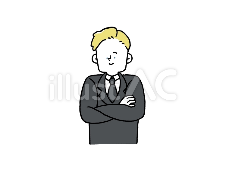 腕を組むスーツ姿の外国人男性 外国人,男性,人物のイラスト素材
