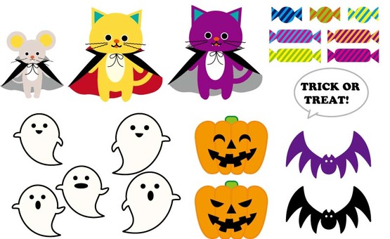 ハロウィーン ハロウィーン ハロウィーン,お化け,こうもりのイラスト素材