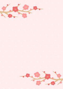 梅の花と和柄 正月の背景素材02 正月,お正月,背景,和柄,梅,花,和風,和,枠,飾り枠のイラスト素材