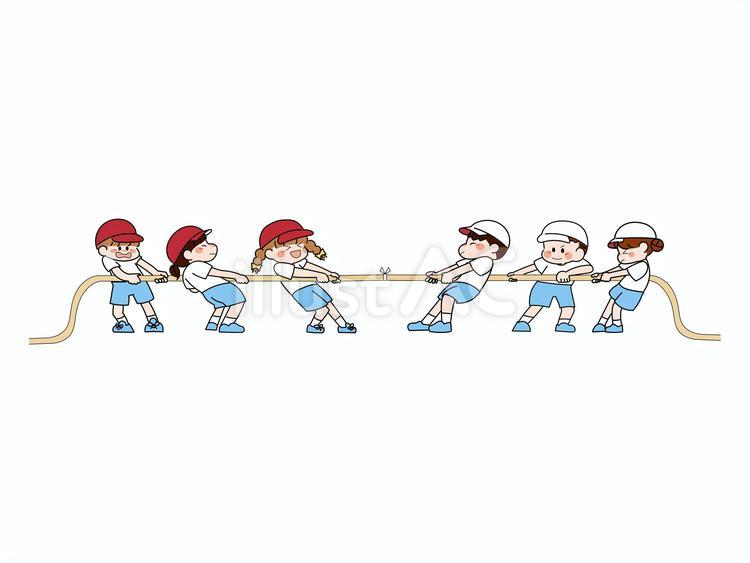 運動会　競技　綱引き　イラスト 運動会,綱引き,小学校のイラスト素材