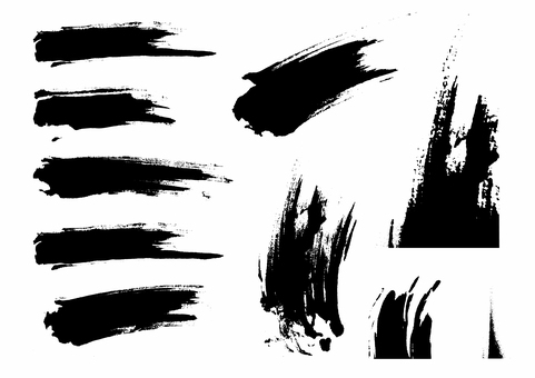 筆タッチ素材の筆線 筆タッチ,手書き,ライン,線,黒,かすれ,ハネ,和風,和デザイン,勢いのイラスト素材