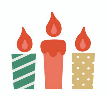 クリスマスカラーのかわいいキャンドル キャンドル,蝋燭,火,炎,クリスマス,12月,冬,クリスマスカラー,季節,オーナメントのイラスト素材