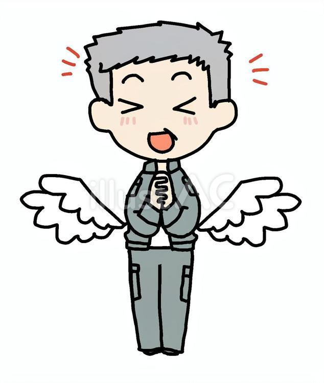 天使な笑顔のおじいさん おじいさん,天使,笑顔のイラスト素材
