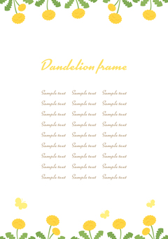 たんぽぽの春のフレーム 春,たんぽぽ,タンポポ,背景,フレーム,花,手描き,おしゃれ,かわいい,枠のイラスト素材