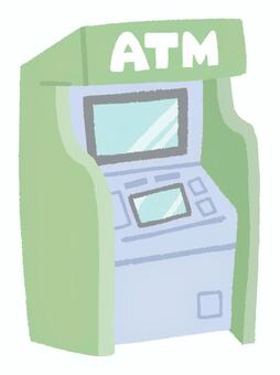 ATMの機械（緑色） atm,現金自動預払機,金融機関,銀行,郵便局,緑色,お金,入金,出金,引き出すのイラスト素材