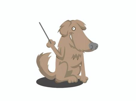 講義(説明)をする動物の犬(いぬ) 講座,授業,ペット,指し棒,個性的,手描き,笑う,プレゼン,犬,動物のイラスト素材