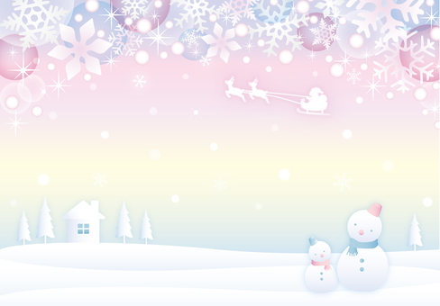 ロマンチックな雪だるまのフレーム２ 冬,雪の結晶,ピンク,雪,雪だるま,キラキラ,クリスマス,フレーム,かわいい,壁紙のイラスト素材