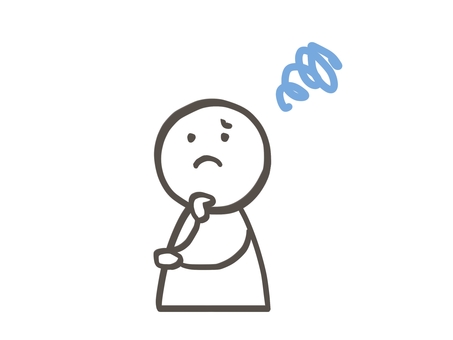 棒人間　考える人 棒人間,人,考える,唸る,ぐるぐる,悩み,トラブル,困る,八方塞がり,難しいのイラスト素材