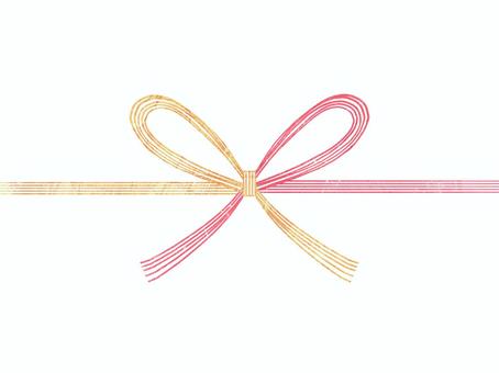 紅白蝶結びの水引ライン（ピンク黄） 水引,紅白,蝶結び,リボン,結び,和風,ライン,飾り,のし,伝統のイラスト素材