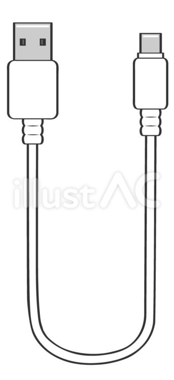 USB Cタイプ　白 usb,cタイプ,ケーブルのイラスト素材