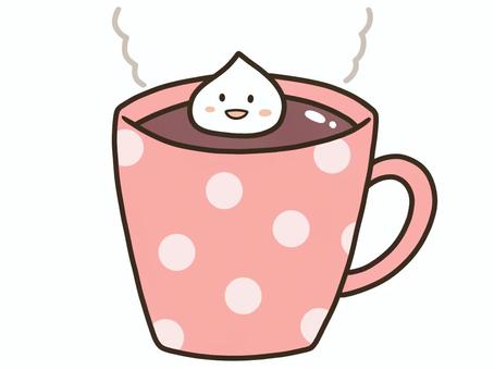 ココア(ホカホカ、ピンク) ココア,飲み物,ホットドリンク,ホットチョコレート,冬,甘い飲み物,ホカホカ,あつあつ,ゆるい,ゆるかわいいのイラスト素材