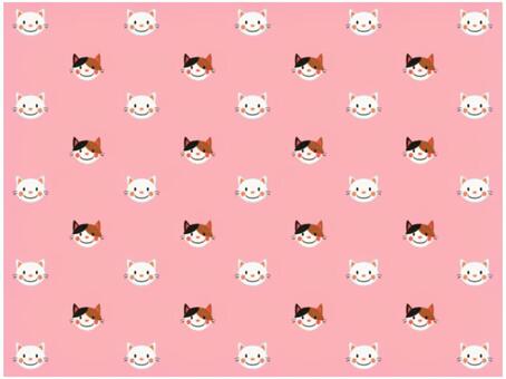 白猫と三毛猫の壁紙　ピンク 白猫,三毛猫,猫,壁紙,背景,ポストカード,柄,パターン,模様,ピンクのイラスト素材