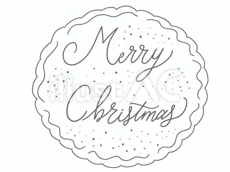 クッキー風のメリークリスマス線画 クリスマス,クッキー,メリークリスマスのイラスト素材
