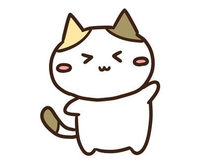 片手をあげて喜ぶかわいいゆるい三毛猫 片手をあげて喜ぶかわいいゆるい三毛猫 挨拶,片手,手,あげる,右向き,動物,ねこ,よろしく,ハロー,こんにちはのイラスト素材