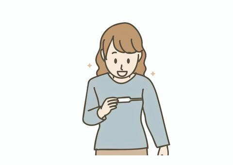 妊娠がわかって喜ぶ女性 妊娠,陽性,検査薬,妊娠検査薬,喜び,嬉しい,女性,妊活,マタニティ,発見のイラスト素材